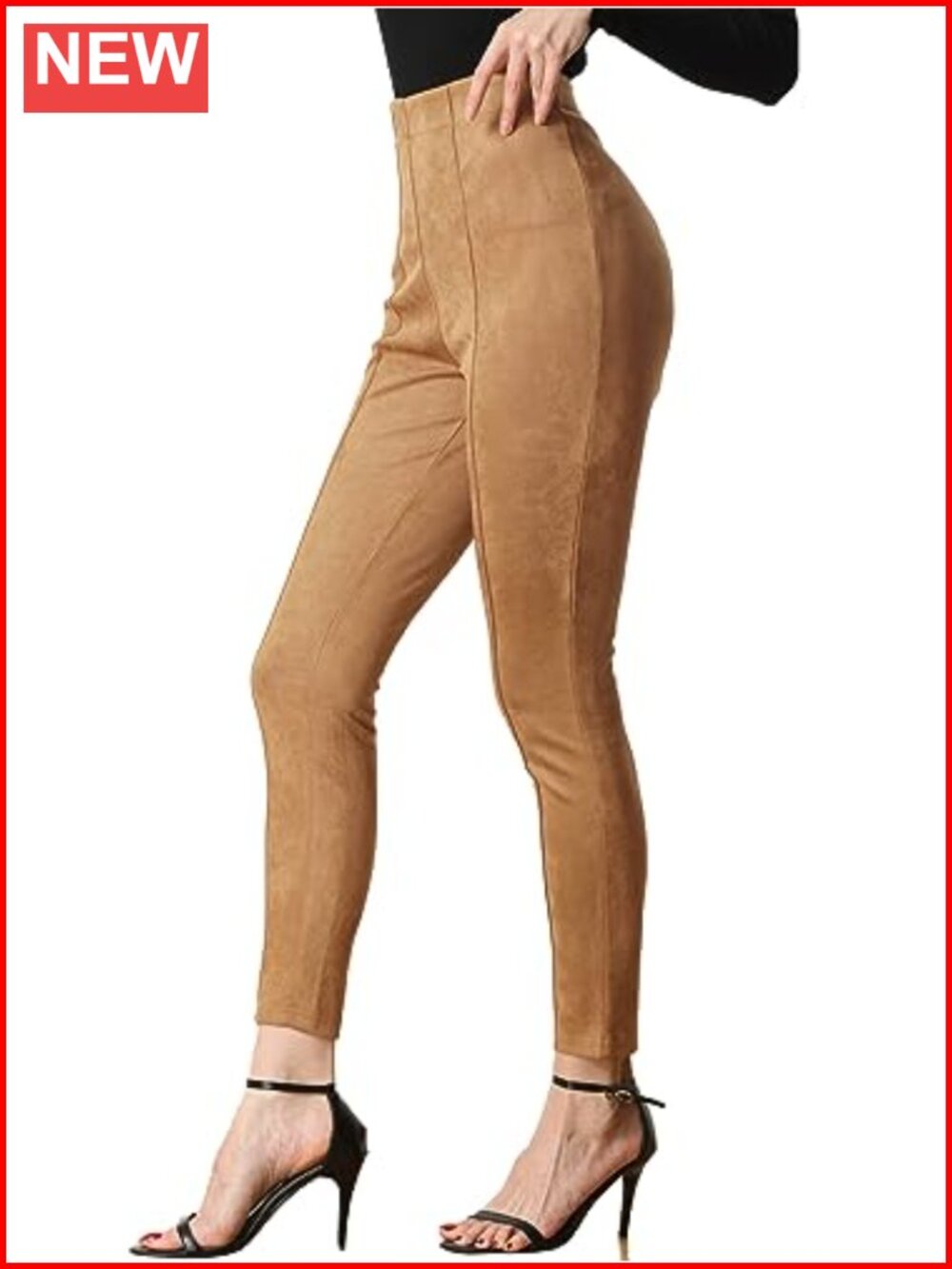 Faux Suede High Waist Skinny Leggings, Casual & Work